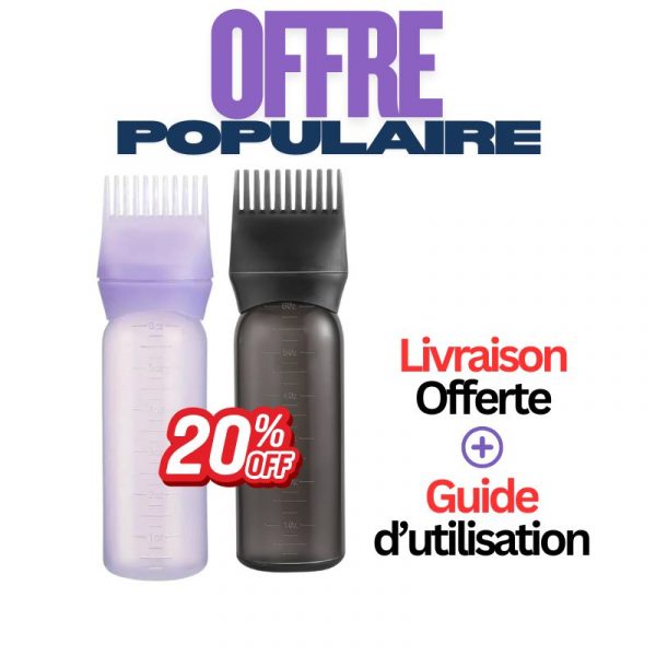 Flacon applicateur à peigne pour teinture/huile – 177 ml – Noir – Image 3